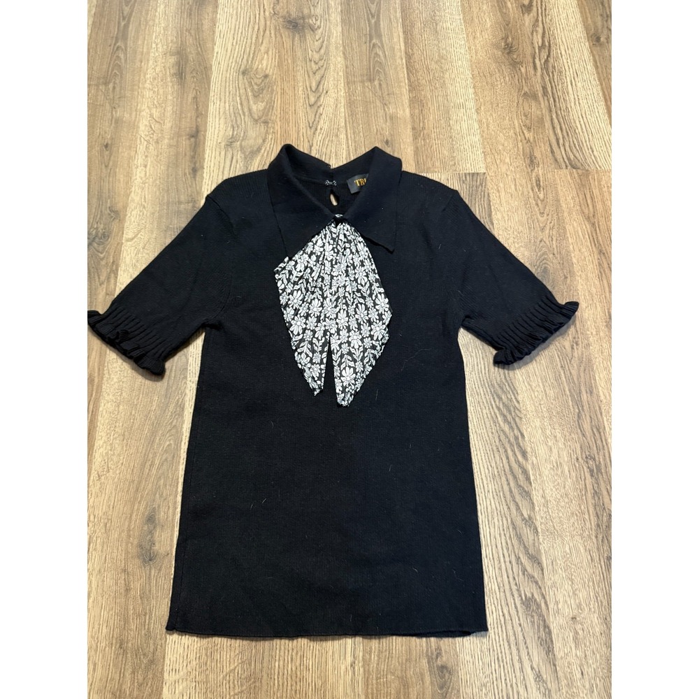 Truth by Republic Shirt Women's Size Medium Black White Short Sleeve Shirt
